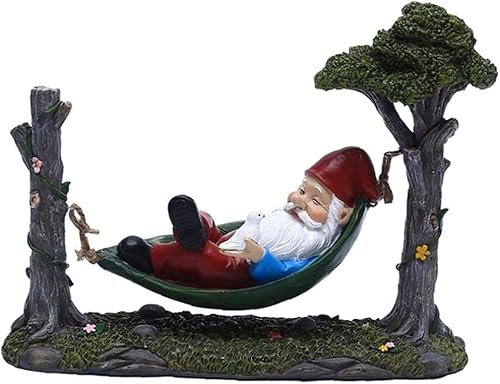 ENESEA Mini-Landschaftsornamente, Gartenzwerg-Statue, Hängematten-Zwerg-Figur, Harz, Handwerk, Ornament, Dekoration for Fee, Mikro-Landschaft, Gartenzubehör
