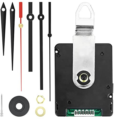 2025 Update 17mm Clock Movement Silent, DCF Radio Controlled Clock Movement for Wall Clock, Auto Adjust Time Wall Clock Mechanism Kit with 2 Pairs of Hands, Repair Parts for Radio Controlled Clock