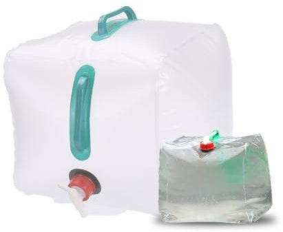 Quixotical Contenedor de Agua 20L, Cantimplora Plegable Portátil con Grifo y Asa, Gran Capacidad para Camping, Playa, Barbacoa y Fiesta