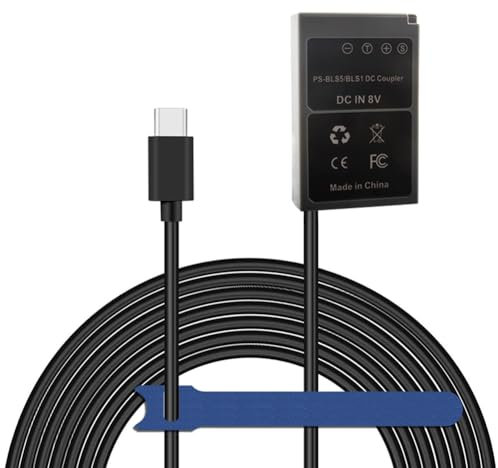 Camaisa PD USB-C Power Cable PS-BLS5 Dummy Battery BLS-5 DC Coupler for PEN E-PL2 E-PL5 E-PM2 Stylus 1 1s OM-D E-M10 E-M10 Mark II III