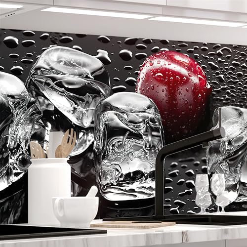 Stickerprofis Küchenrückwand Matt selbstklebend - KIRSCHEN UND EIS - 0.5mm versteifte PET Folie, zuschneidbar, Spritzschutz PRO 60 x 400cm