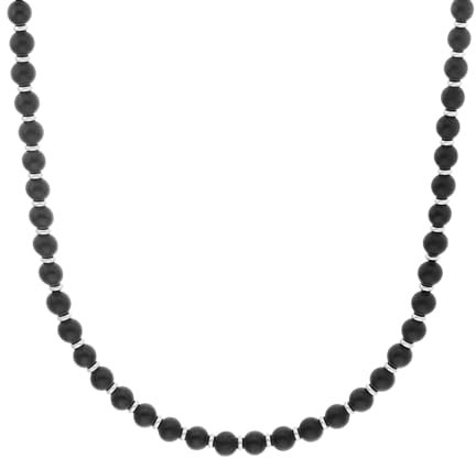 s.Oliver Halskette Edelstahl Herren Halsschmuck, mit Achat, 50+5 cm, Silber, Kommt in Schmuck Geschenk Box, 2038004