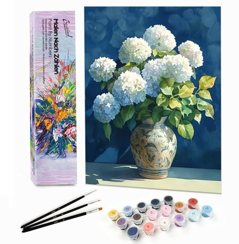 Bougimal Peinture par Numéro Adulte Paysages avec Pinceaux et Acryliques Bricolage Peintures Kits, pour la Décoration Intérieure maison, Fleurs colorées 15 28x35cm(sans Cadre)