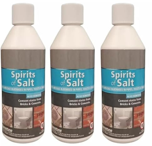 3X Spirits of Salt 500ml Limescale Remover and Drain Unblocker Fast Acting Solution for Toilets and Drains