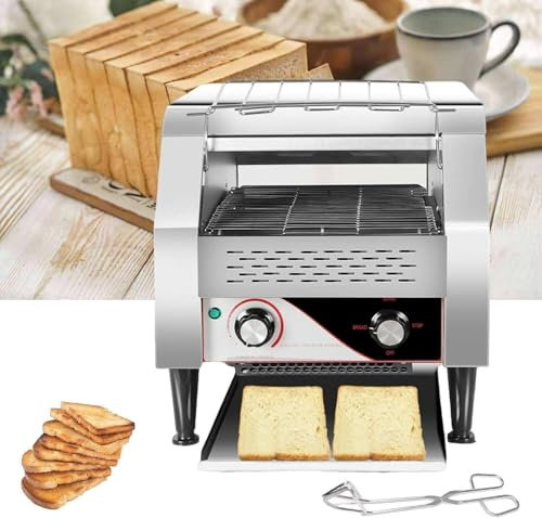 SCHYWL Tostadora Comercial - 300 Rebanadas/Hora, Restaurantes Y Panaderías, Cinta Transportadora Industrial De Alta Resistencia, 2200 W De Potencia para Tostar Rápidamente