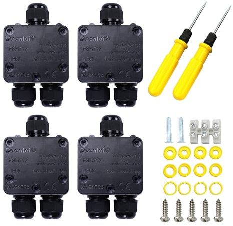 4 PCS IP68 Waterproof Junction Box: 3-Way Electrical Junction Box Outdoor Waterproof Wire Connectors for Cables with 5 mm - 15 mm Diameter