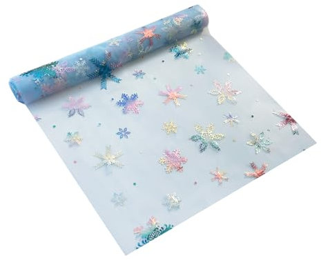 Oblique Unique Tischläufer Schneeflocke Schneekristalle Bunt Tischband Transparent metallisch Läufer Tischdeko für Weihnachten Party Silvester Deko