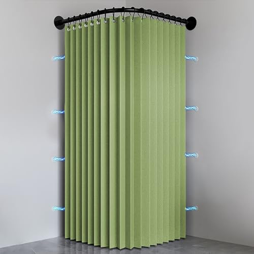 Haoyunll Rideau de Douche Pliable Anti-moisissure, Vert Pomme, 220x200cm | Aimant Rideau de douche en tissu épais avec crochet, pliable pour salle de bain, 220g/m²