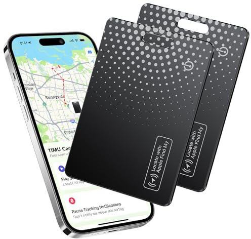 TIMU Air Smart Tag Card Funktioniert mit Apple Find My, Wiederaufladbarer Wallet Tracker (Nur iOS), Dünne Geldbörsen Tracker Karte IP68 Wasserdicht, Tag Karte für Reisekoffer/Geldbeutel/Koffer
