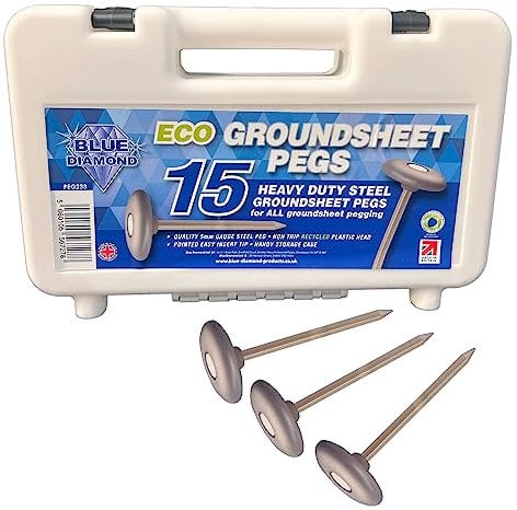 Blue Diamond Heavy Duty Steel Metal Tent Awning Groundsheet Pegs- Box Of 15
