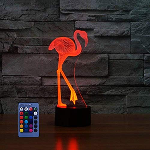 HPBN8 Ltd 3D Flamingo Illusions LED Lampen Fernbedienung 7/16 Farbwechsel Acryl berühren Tabelle Schreibtisch-Nacht licht mit USB-Kabel für Kinder Schlafzimmer Geburtstagsgeschenke Geschenk