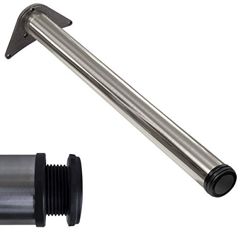 Stahlia 1x Edelstahl Optik Tischfuß Ø60 mm Tischbein Möbelfuß |Höhe : 710 mm | höhenverstellbar + 30 mm|inkl. Befestigungsmaterial