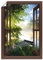 ARTLAND Wanddeko Poster & Kunstdrucke Wandposter 70x100 cm Fensterblick Fenster Landschaft Wald Natur See Angelsteg Sonne Frühling T1DZ