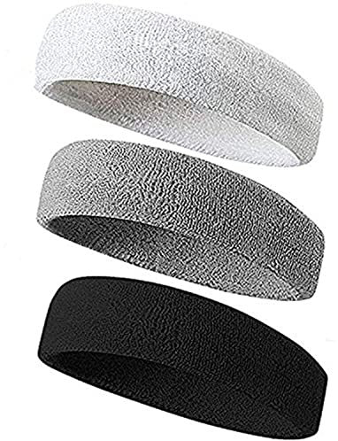 YUANQIAN Sport Stirnband Schweißband, Anti- Rutsch Kopf schweissband,Yoga Atmungsakti Stirnband Elastisch HaarbandJoggen, Volleyball, Yoga, Fitness, Radfahren für Damen und Herren (3PCS)