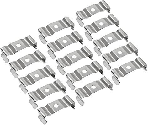 uxcell LED Halterung 15 Stück T8 Clips Halterung Aufhänger für LED Leuchtstoffröhre, Vernickelt Mangan Stahl, Silber