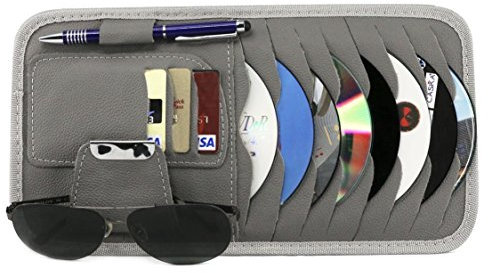 SunTrader Car Universal Sun Visor Organizer Pocket Storage Pouch,CD Sunglasses Visor (Grey)