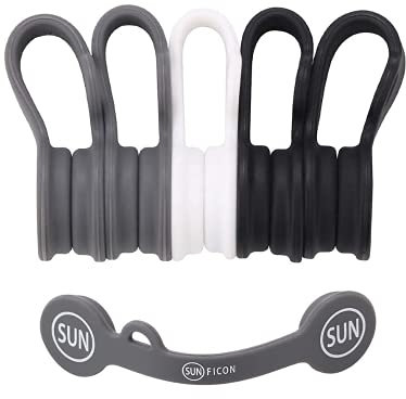 SUNFICON Kabel-Organizer, magnetische Kabel-Clips, Ohrhörer, Kabelwickler, Lesezeichen-Clips, Whiteboard, Notiztafel, Kühlschrankmagnete, USB-Kabel-Manager, Kabelbinder, für Zuhause, Weiß, Schwarz