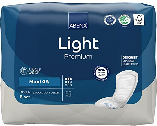 ABENA Light Maxi 4A, 1000ml, Pack of 8, Overnight Incontinence | Period Protection, Extra Absorbent Sanitary Pads for Heavy Flow, Soft, Breathable & Comfortable Design for Incontinence