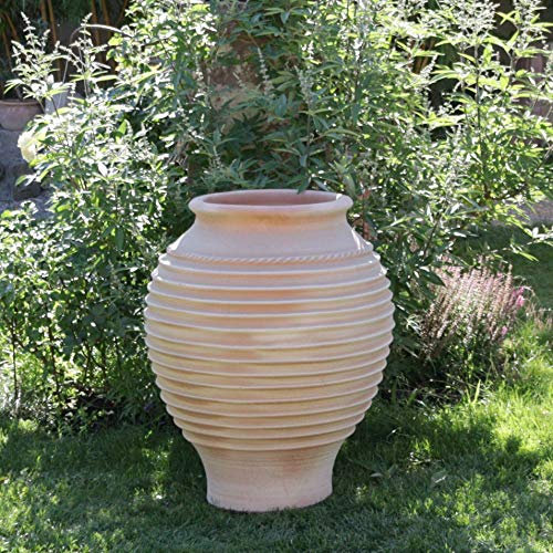 Kreta-Keramik mediterrane XXL Terracotta Amphore Pflanzgefäß Grosse frostsichere Amphore Garten Balkon Agave 80 cm