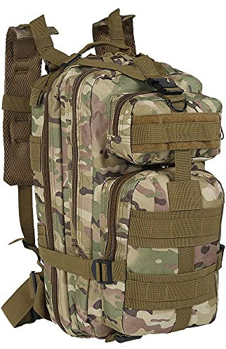 Tactical Backpack 30L Military Camping Backpack Oxford Clothe Rucksack Molle Shoulder Bag Sport Travel Backpack for Camping Climbing Cycling Hiking Mountaineering Hunting (Light Camouflage)