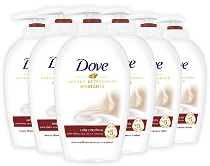 Dove, Flüssigseife für die Hände, feuchtigkeitsspendend, erfrischend, entfernt effektiv Schmutz und Bakterien, mit +5 feuchtigkeitsspendenden Wirkstoffen, Formel 99% biologisch abbaubar, 6 Stück à 250