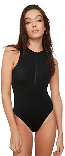 TRENDYOL Damen Reißverschluss Detaillierter Badeanzug One Piece Swimsuit, Schwarz, 40 EU