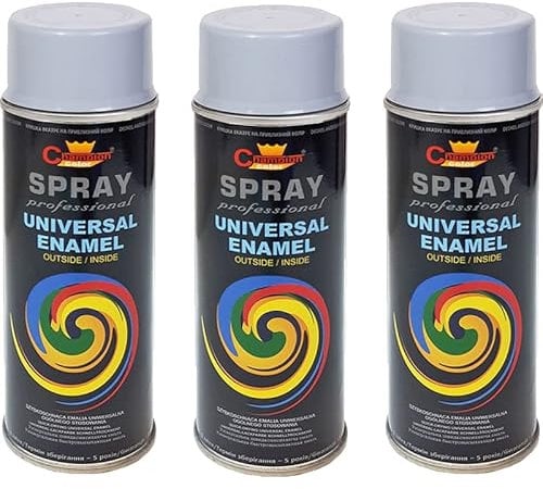 VE-INDUSTRIES Lot de 3 bombes de peinture selon RAL - 400 ml - Vernis coloré pour bois, métal (aluminium blanc 9006)