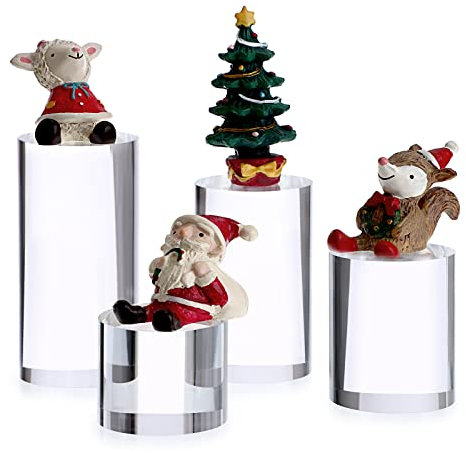 BTSKY 4-teiliger Acryl-Zylinder-Ausstellungsständer – durchsichtige solide Anzeigeblöcke Fotografie-Requisiten Foto-Posing-Requisiten Display-Riser-Halter für Schmucksammlungen, Figuren, Schießzubehör