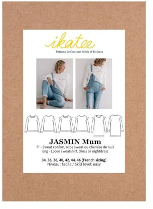 Ikatee Tasche Schnittmuster für Damen, Sweatshirt, Kleid Jasmin Mum 34 bis 46