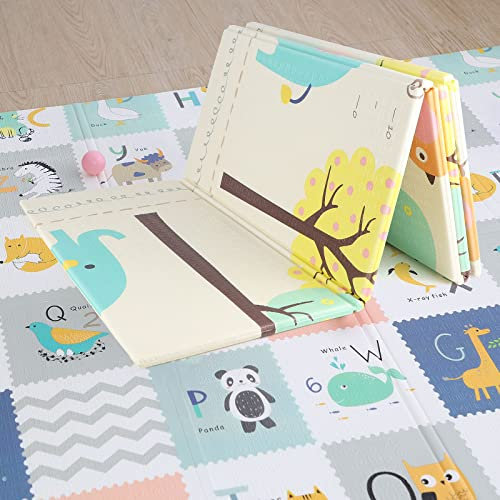 KABENFIS Babymatte Spielmatte Doppelseitige Baby Krabbelmatte Faltbarer XPE rutschfest Materia 200 x 150 x 1cm