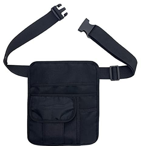 NANJIL Server Apron Waiter Waitress Pouch Restaurant Water-resistant Apron Bag with Removable Adjustable Shoulder Strap and Waist Belt for Tip, Change, Tablet, Tools, Black, 10'' x 8.46''