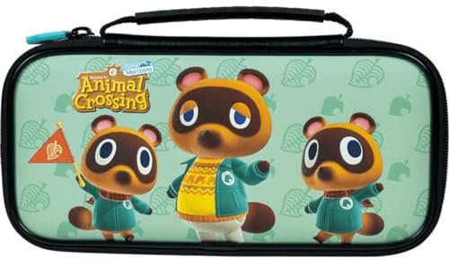 Pochette de transport et de protection officielle Nintendo™ Animal Crossing verte, pour Nintendo Switch™