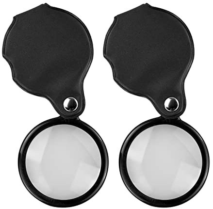 Mini Pocket Magnifier,Folding Pocket Magnifying Glass,10X Folding Pocket Magnifier with Cortical Protective Cover for Reading, Crafts, Science Class, Hobby, Jewelry(2 Packs)