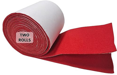 Feutrine Autocollante Rouleau, Tissu de Feutre Adhésif, Feutre Collant pour Box Liner Cup Mat Cadres Meubles 1,4 mm D'épaisseur 10x250cm 2 Rouleaux (Rouge)