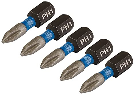 Draper 04934 Cross Slot/PH Type Impact Screwdriver Bits, No.1 x 25mm (Pack of 5)