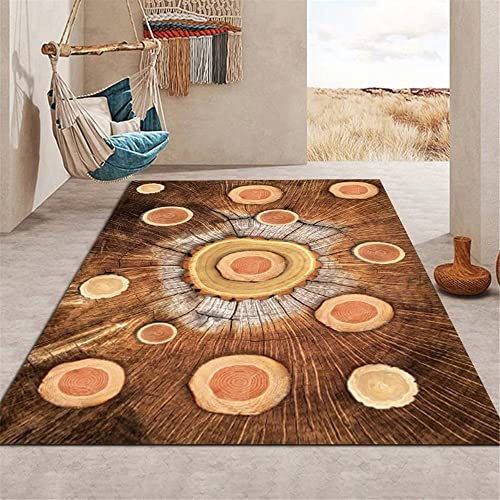 RUGMRZ Bettvorleger Schlafzimmer Teppich Salon Brauner Baum Querschnitt Muster Restaurant Multi Größe Braun 160X200Cm Für Kinderzimmer 5Ft 3''X6Ft 6.7''