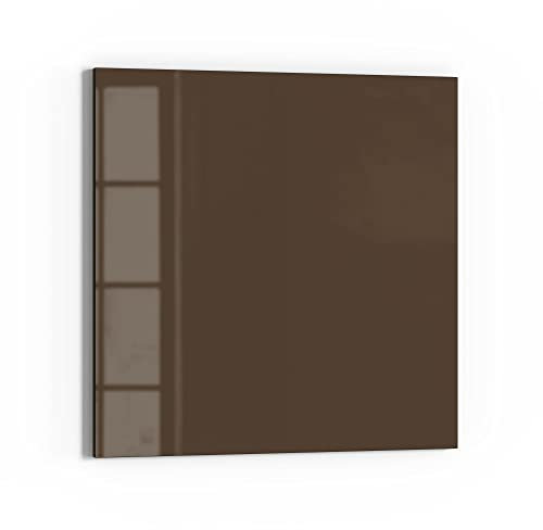 DEQORI Glas-Magnettafel | 30x30 cm groß | Unifarben - Braun | Memo-Board aus Glas | Magnetboard inkl. Magnete, Stift & Tuch für Küche & Büro | Tafel magnetisch & beschreibbar