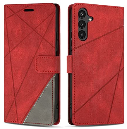 SONWO Coque pour Galaxy A14 5G, Protection Housse Etui en Cuir PU Portefeuille Livre pour Galaxy A14 5G, Emplacements Cartes, Fonction Support, Rouge