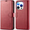 TUCCH Wallet Case for iPhone 15 Pro (6.1) 2023, Magnetic PU Leather Case with [Shockproof TPU] RFID Credit Card Holder[Viewing Stand] Protective Flip Cover Compatible with iPhone 15 Pro 5G, Dark Red