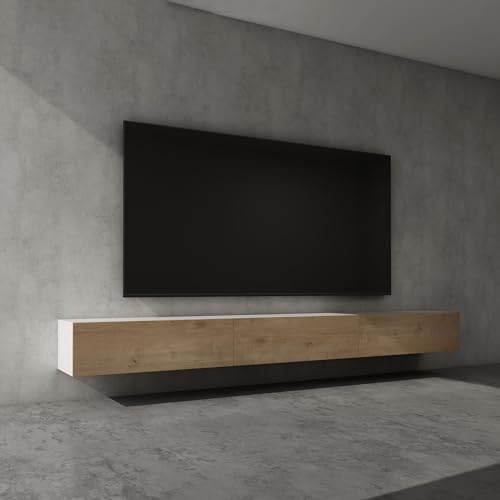 doporro TV Lowboard hängend Fernsehschrank Wohnzimmer | TV-Schrank hängend Fernsehtisch Hängeschrank 300cm Fernsehschrank02