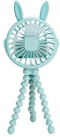 Kinderwagen-Ventilator, Vielseitiger Elektrischer Ventilator Zum Aufhängen, Stehen und Wickeln mit Einstellbaren Mehreren Geschwindigkeiten, LED-Nachtlichtmodus für Zelt (Blau)