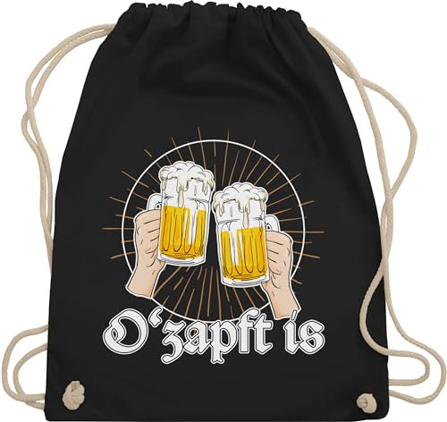 Turnbeutel Rucksack - Kompatibel mit Oktoberfest Tasche - O Zapft is Bier O'zapft is Anstich Es ist angezapft - Unisize - Schwarz - trachtenrucksack bayrische o´zapft taschen trachtentaschen
