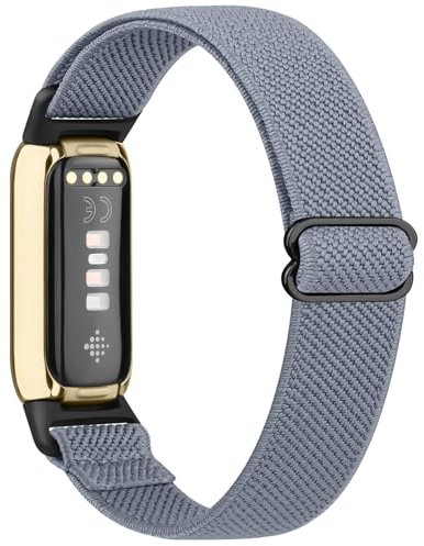 Meliya Band Compatible with Fitbit Luxe Bands for Women Men, Soft Elastic Nylon Wristband Replacement Sport Strap for Fitbit Luxe Fitness Tracker (Blue Gray)