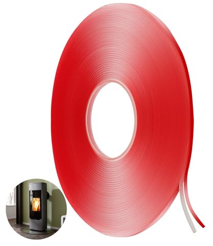 ZYNERY 16.5M Silikon Dichtband, 6 mm x 2 mm, Nicht Markierend Transparent, Versiegelt Staubdicht, Silikonband Selbstklebend für Glasplatte/Feuerschutzplatte/Kaminofen Glasplatte (16.5m)