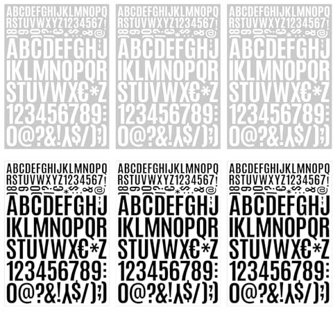 LAINIKE 6 Blätter 612 Stück Buchstaben Aufkleber Selbstklebende Buchstaben Aufkleber Klebebuchstaben Wasserfeste Vinyl Alphabet Vinyl Klebebuchstaben für Tür Adressnummer Briefkästen DIY Scrapbooking