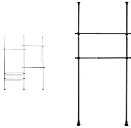 WENKO Teleskop-System Herkules Duo, verstellbares Ordnungssystem, 3 Kleiderstangen & Kleiderstange Herkules 2er Set, waagerechte Ergänzungs-Stange