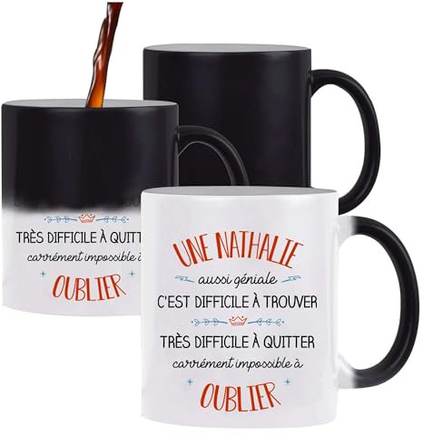 Planetee Tasse Magique Nathalie aussi géniale | Mug qui change couleur avec la chaleur | Idée Cadeau Prénom Surnom Nom de Famille Humour Collègue Travail Anniversaire Noël