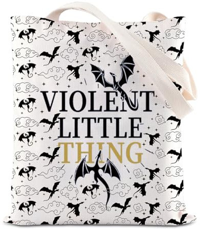 FOTAP Fourth Wing Merch Xaden Riorson inspirierte Einkaufstasche Violent Little Thing Tote Bag Bookish Gift Fantasy Dragon Handtasche, weiß, 14.56INCHES