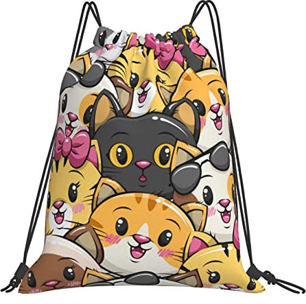 Turnbeutel Katze Gymsack Wasserdicht Sportbeutel Verstellbar Tunnelzug Gymsack Für Schwimmen Reisen Schule 36x42cm