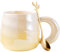 FülleMore Farbverlauf Porzellan Kaffeebecher mit Löffel 380ml große Kaffeetasse mit Henkel spiralenförmige Frühstückstasse Süße Bürotasse Milchbecher Geschenk für Mädchen Frau Oma (Gelb)